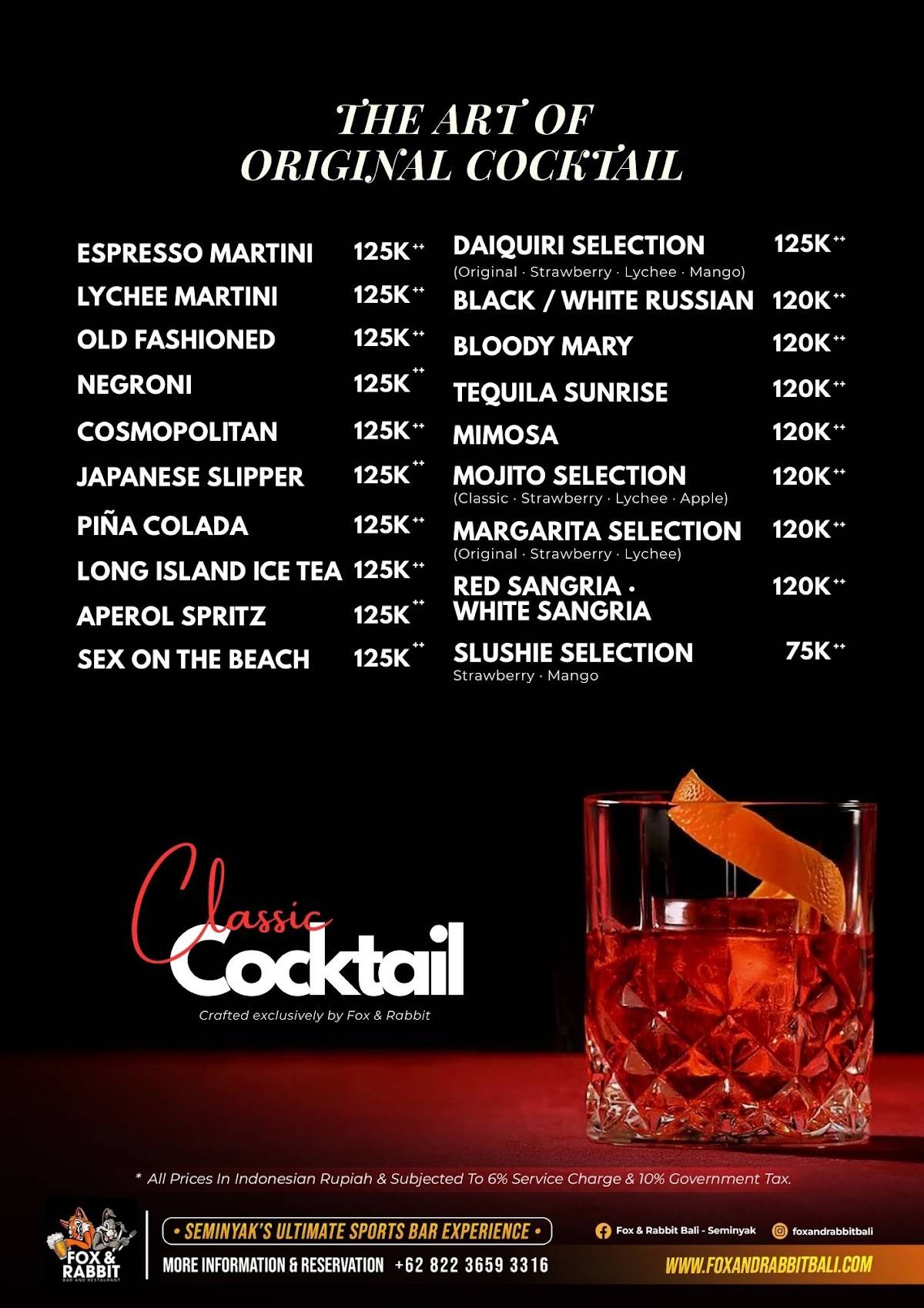 Fox & Rabbit Sports Bar and Restaurant меню