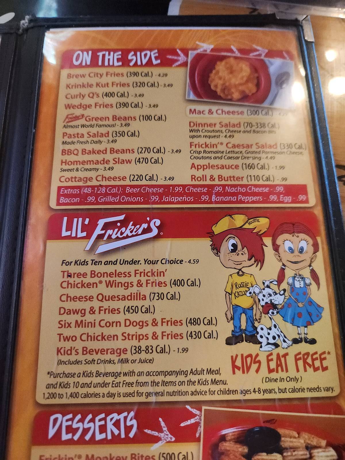 Fricker's Findlay меню