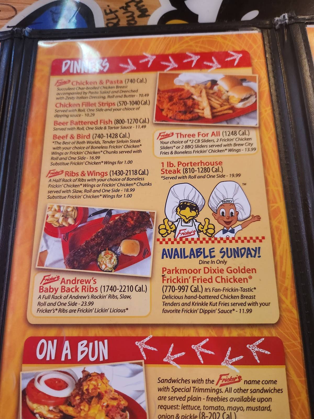 Fricker's Findlay меню