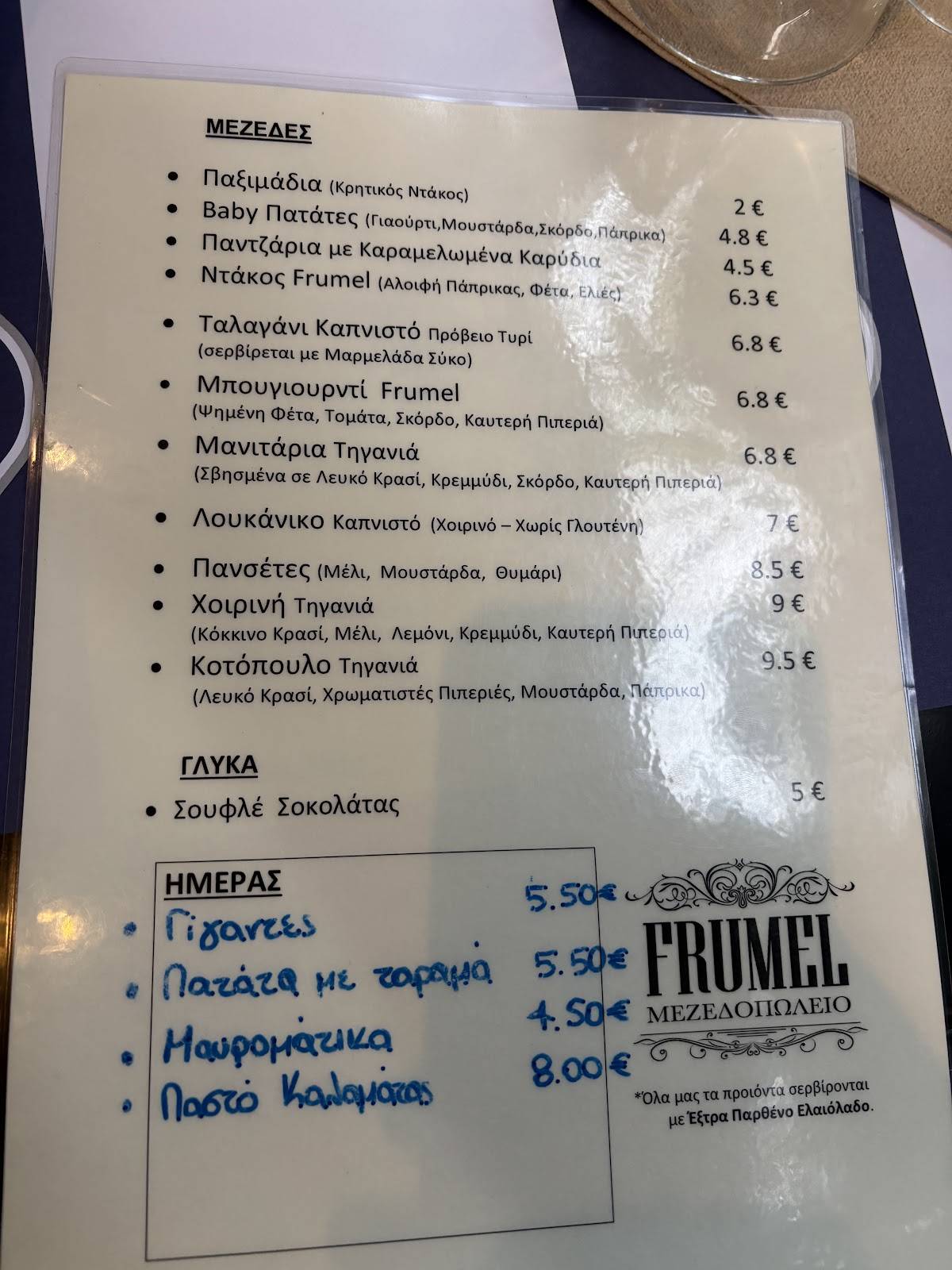 Frumel меню
