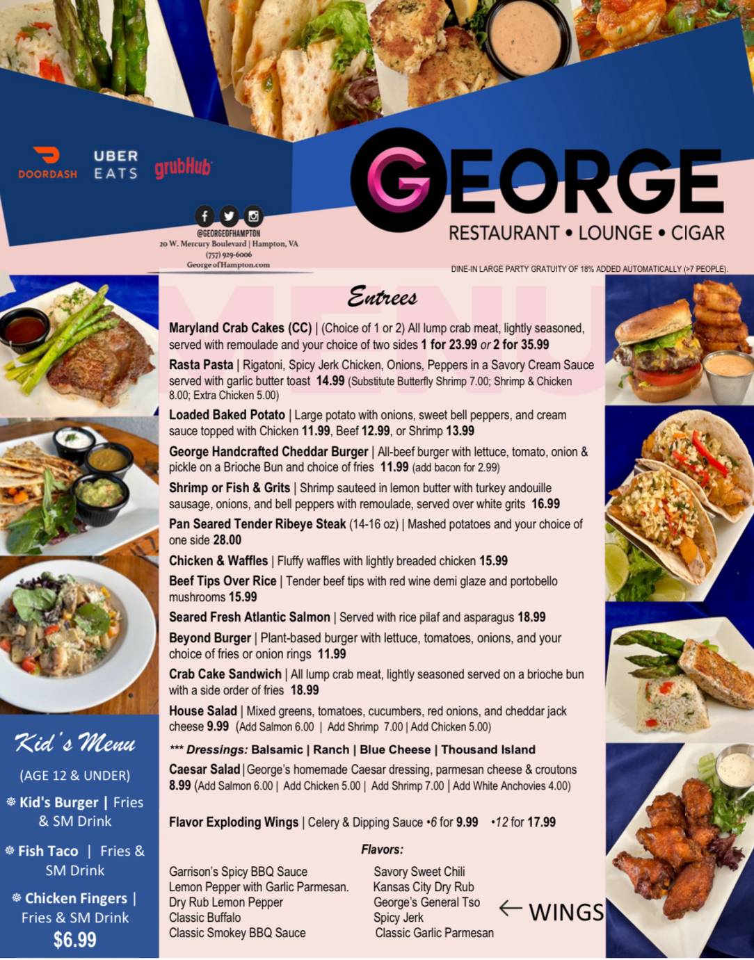 GEORGE RESTAURANT меню