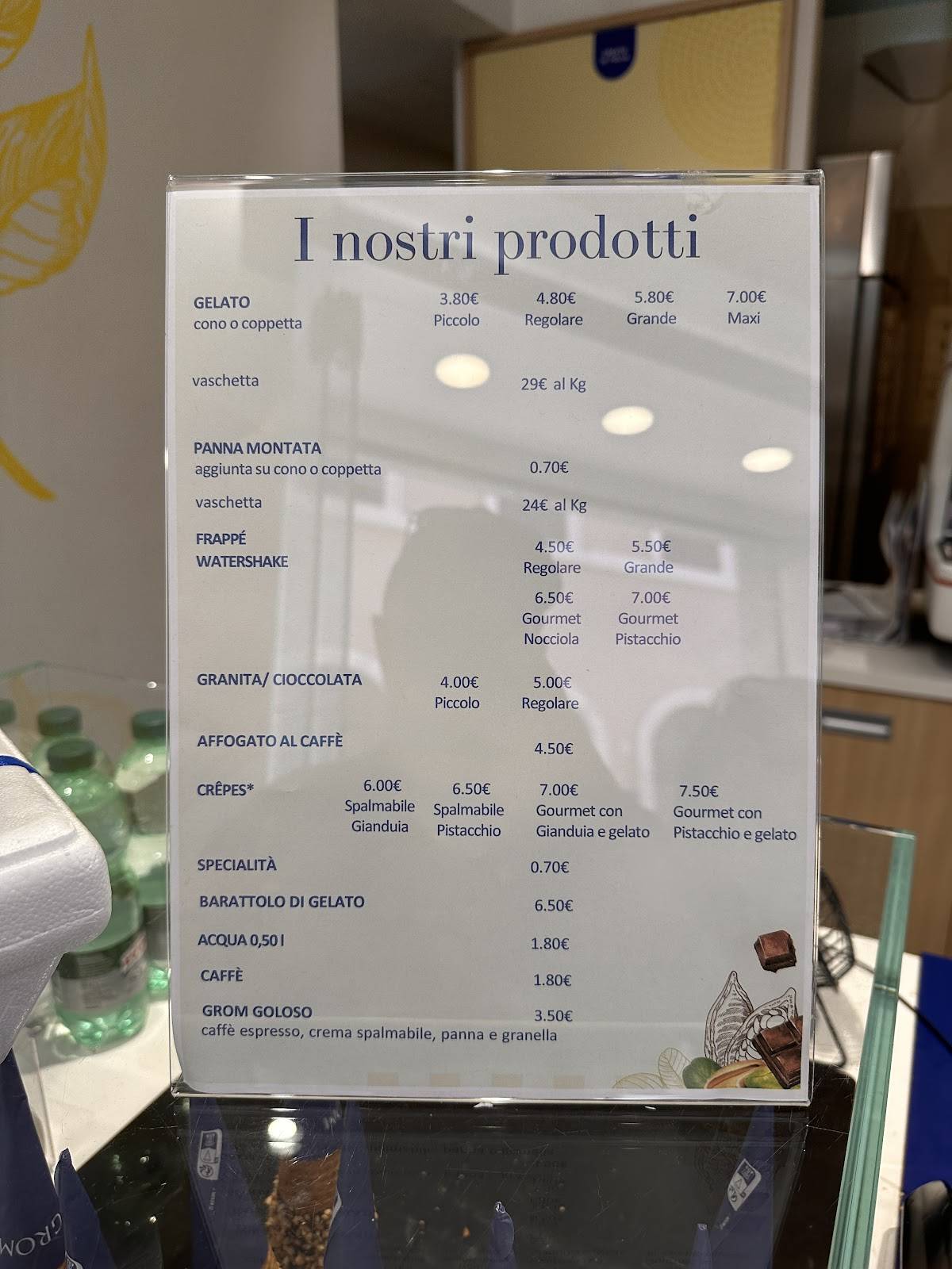 GROM Gelato меню