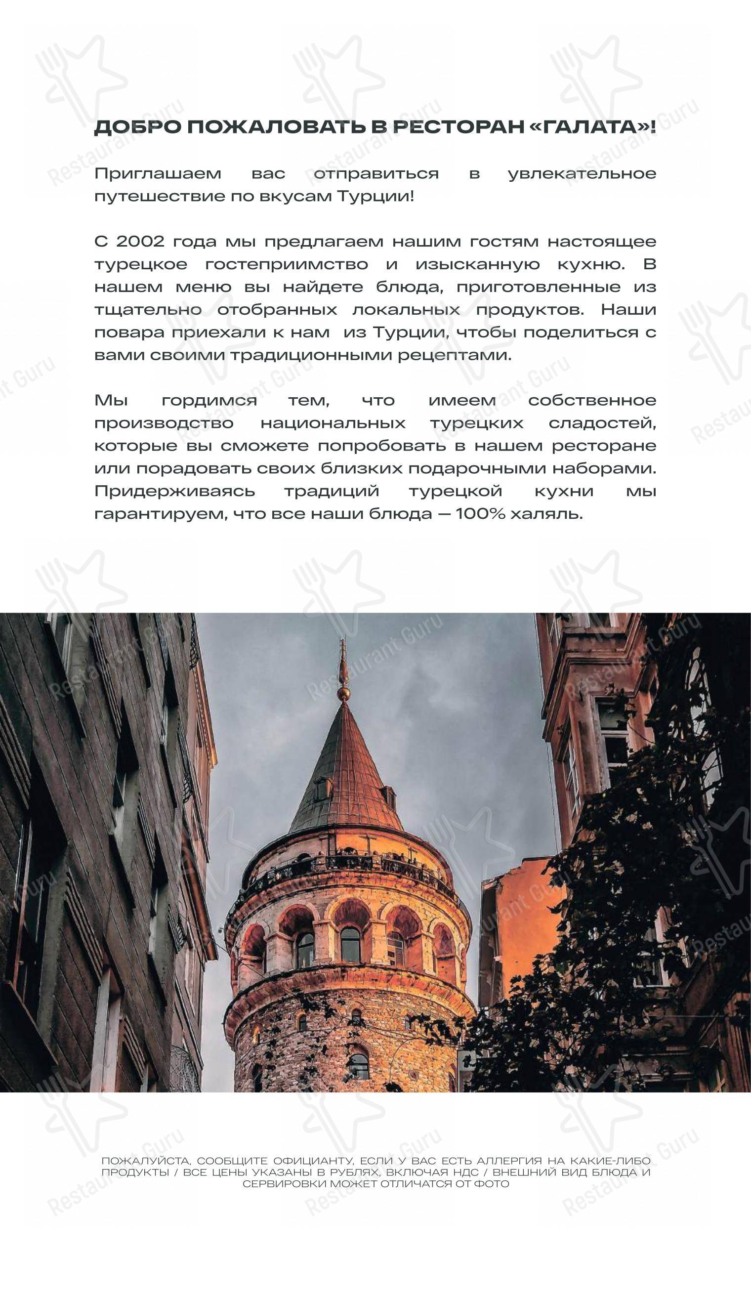 Галата в Санкт-Петербурге - Основное меню