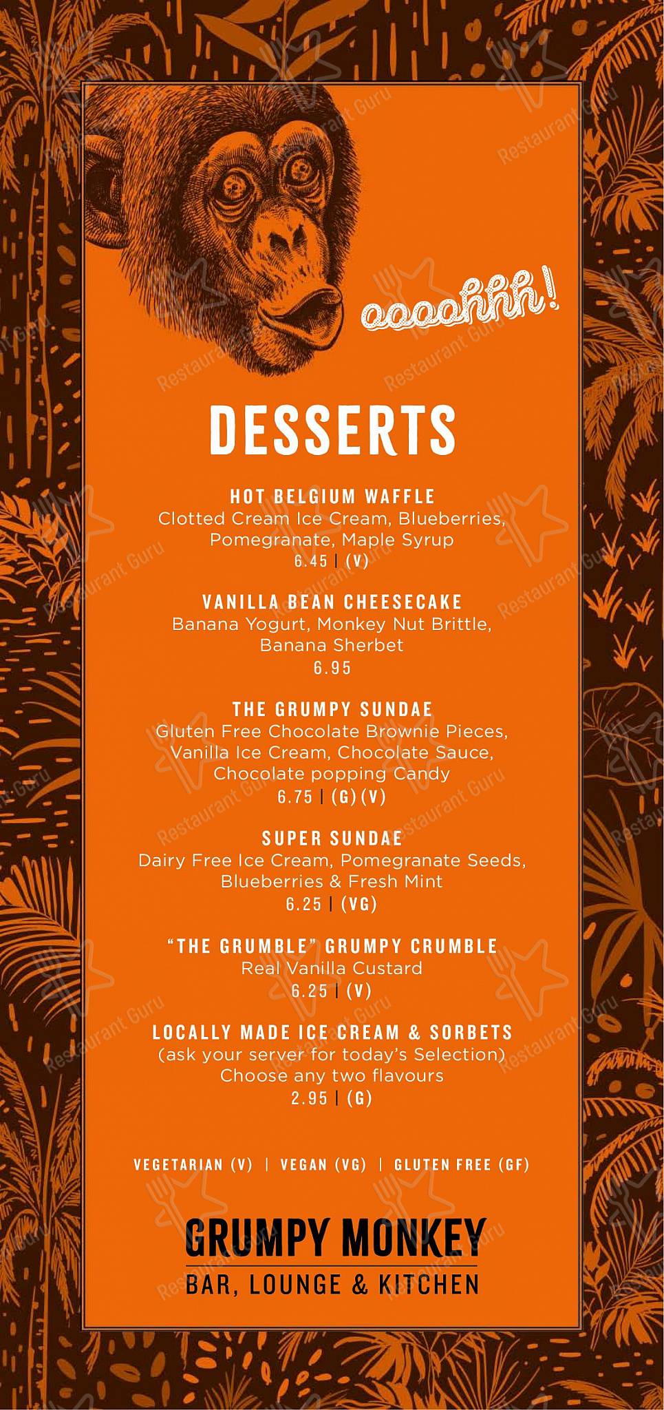 Wine Menu паба и бара Grumpy Monkey в Саутгемптоне