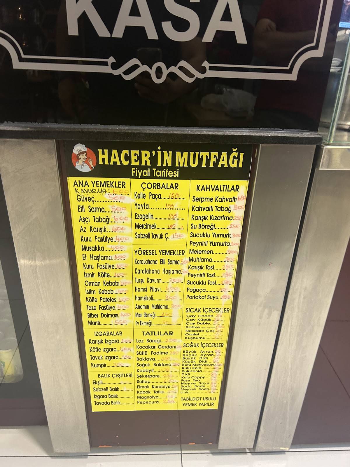 Hacer' In Mutfaği меню