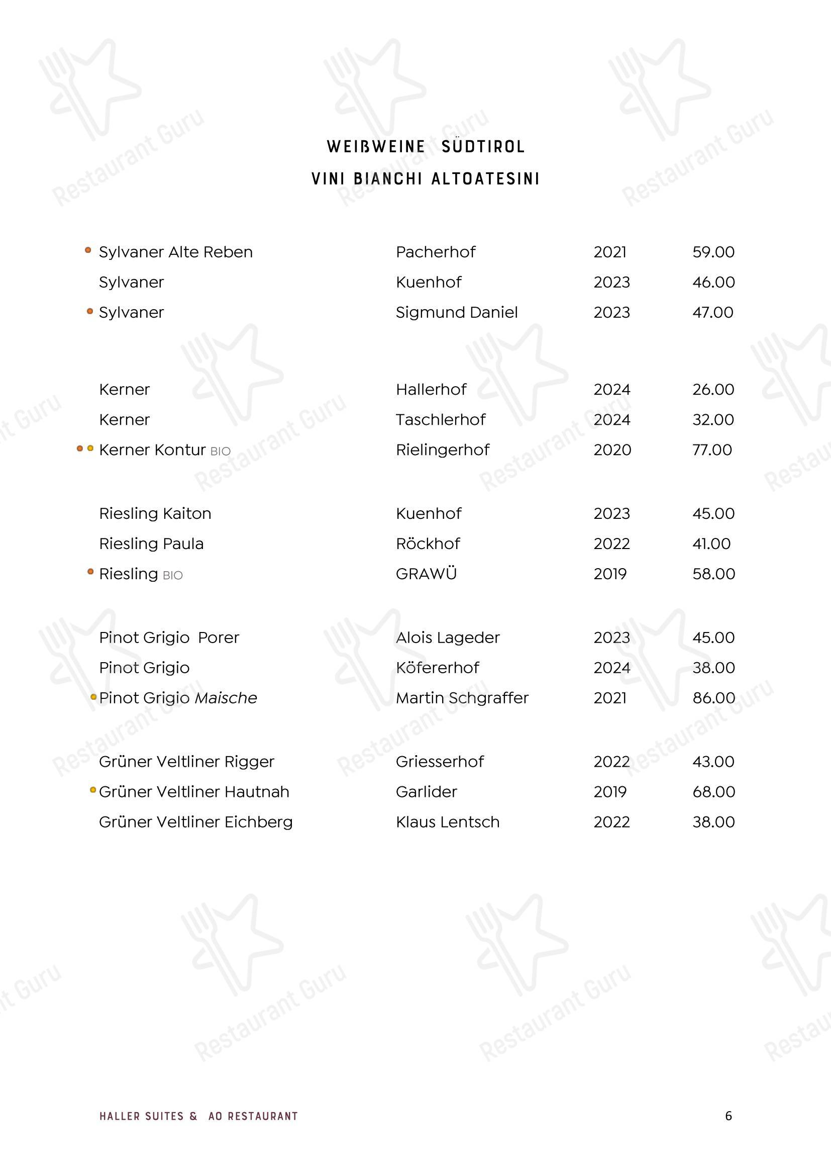 byHaller Suites & AO Restaurant в Брессаноне - Lunch Menu