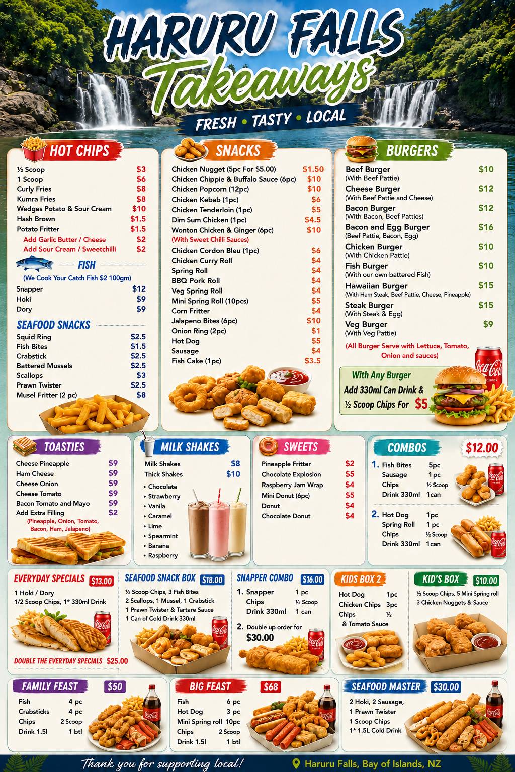 Harurufalls Takeaways меню