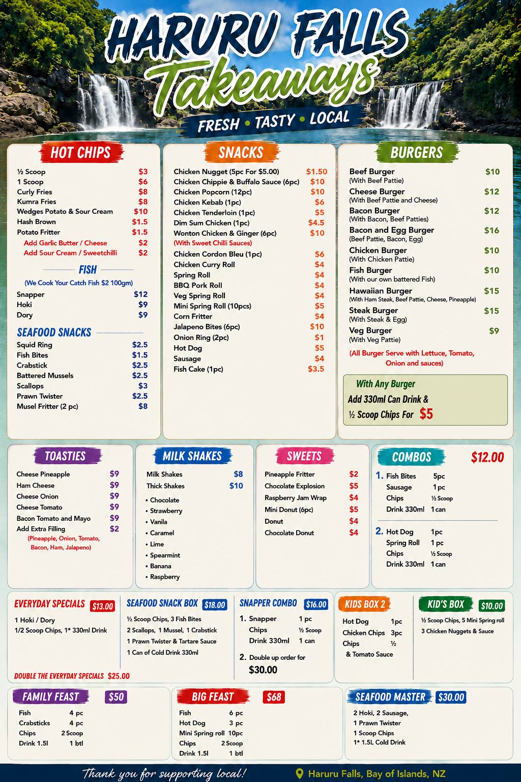 Harurufalls Takeaways меню