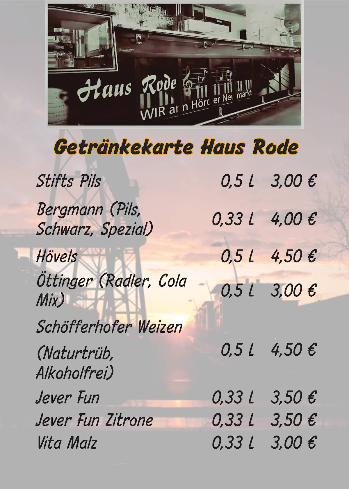 Haus Rode меню