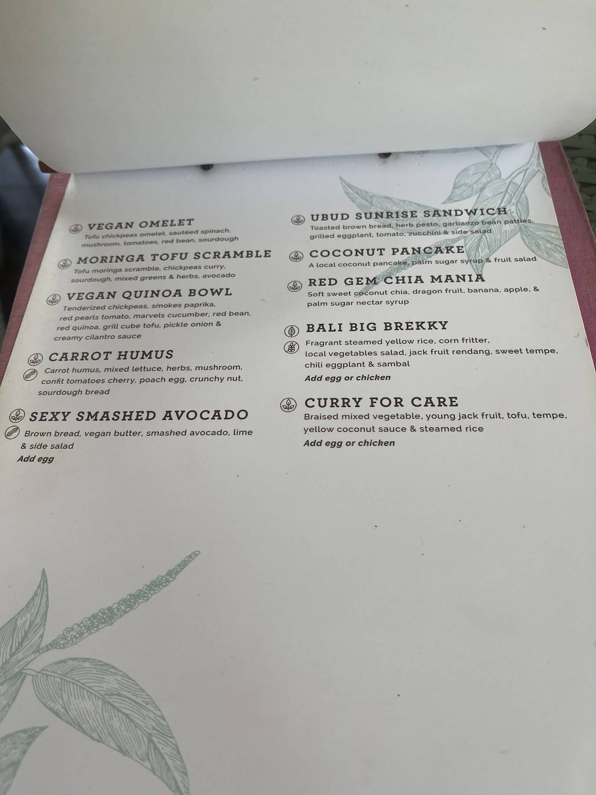 Herb Library Bali меню