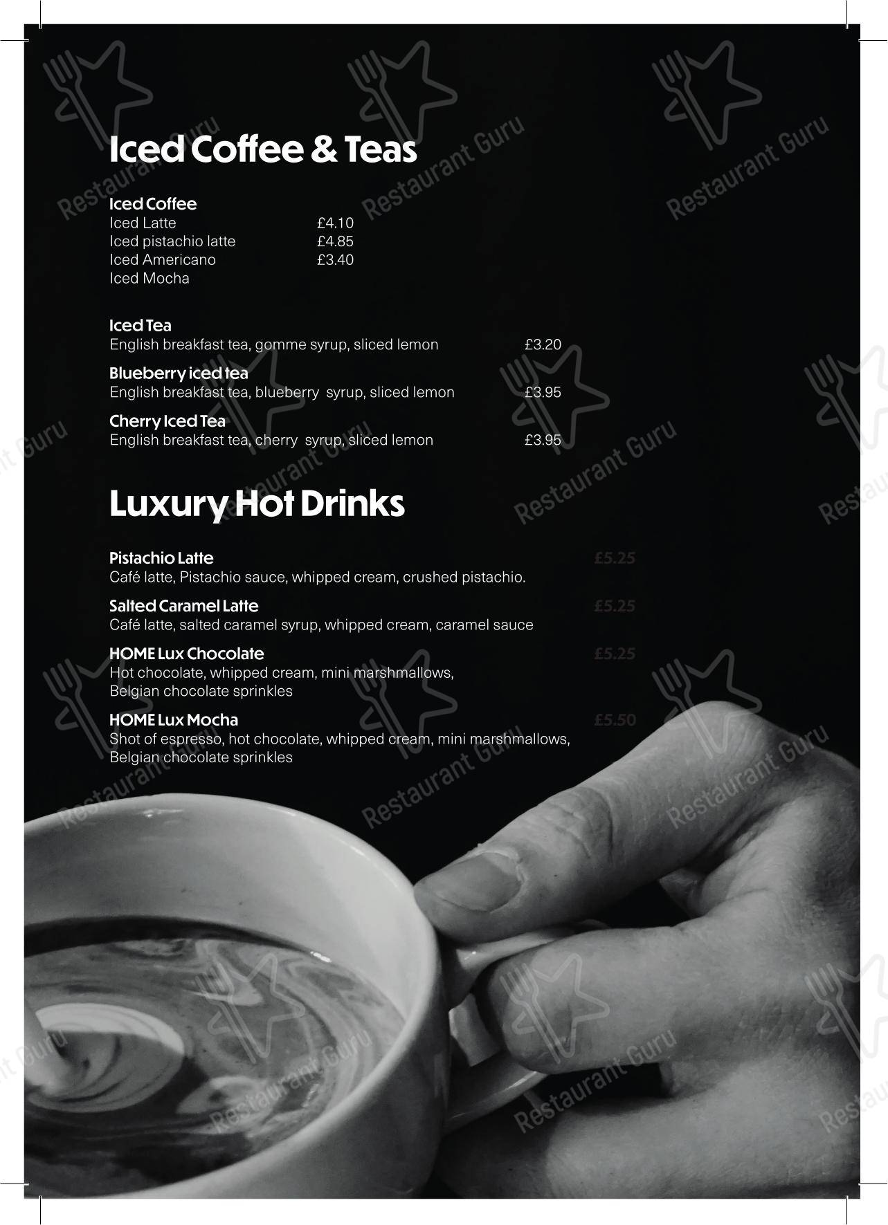 Home Bar & Kitchen в Манчестере - Меню напитков