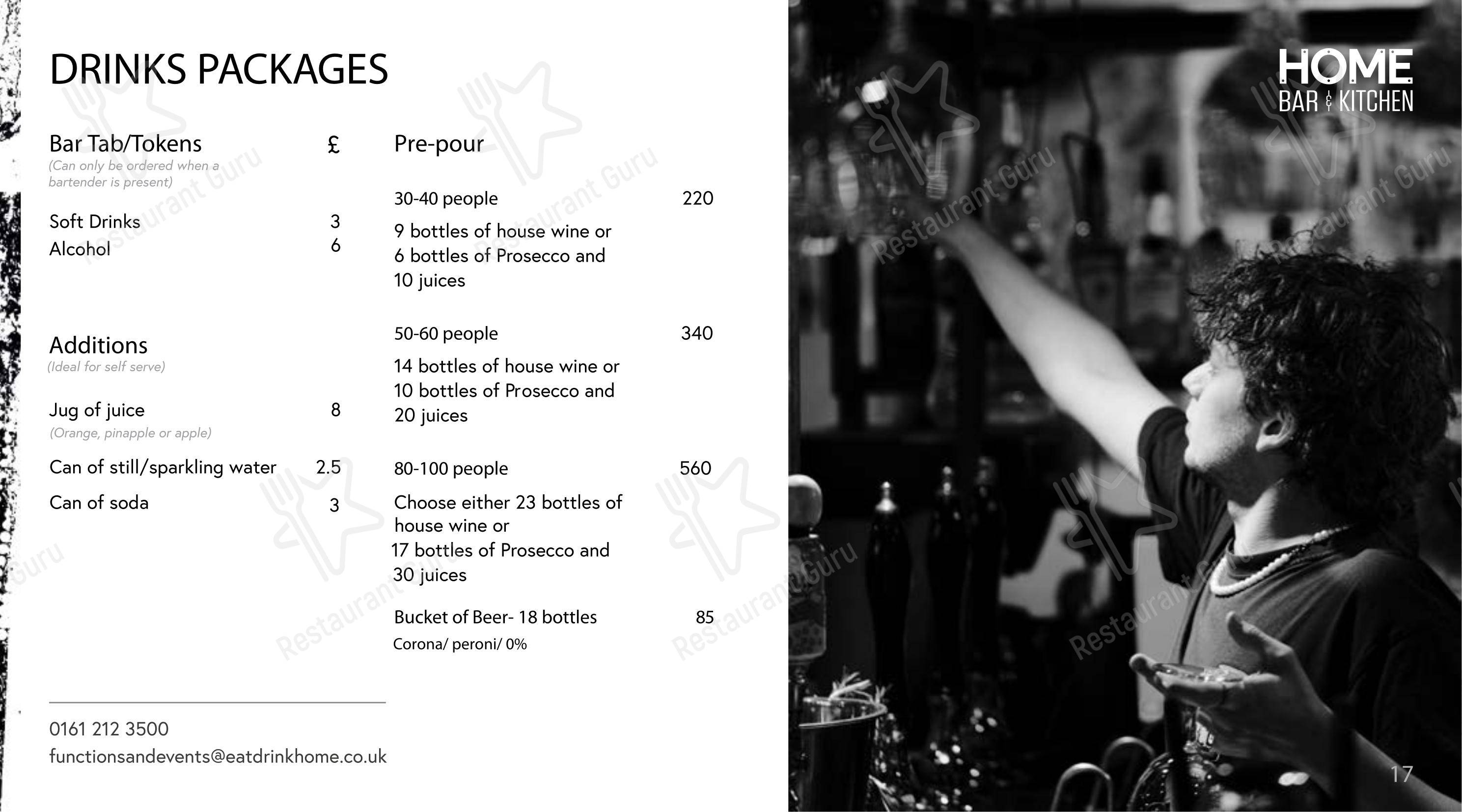 Wine Menu ресторана Home Bar & Kitchen