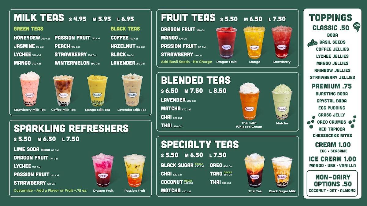 Bambu Desserts Drinks меню