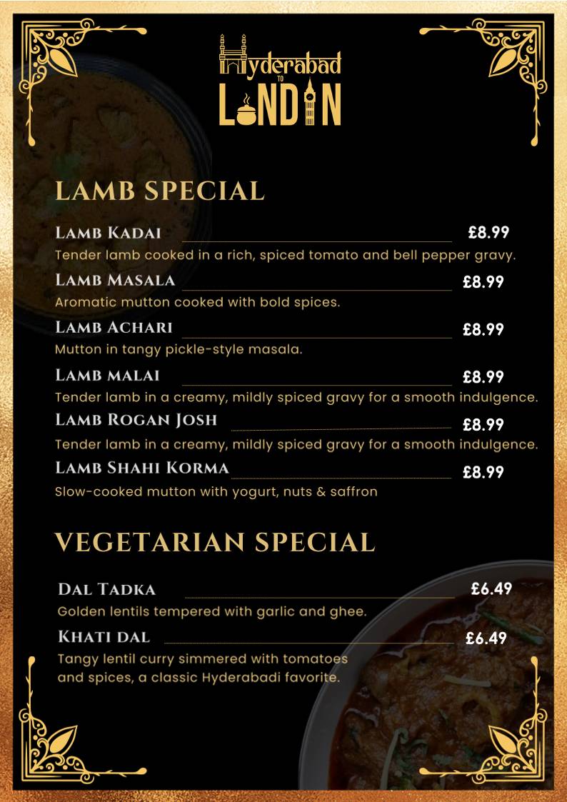 Hyderabad to London – Authentic Hyderabadi Cuisine меню