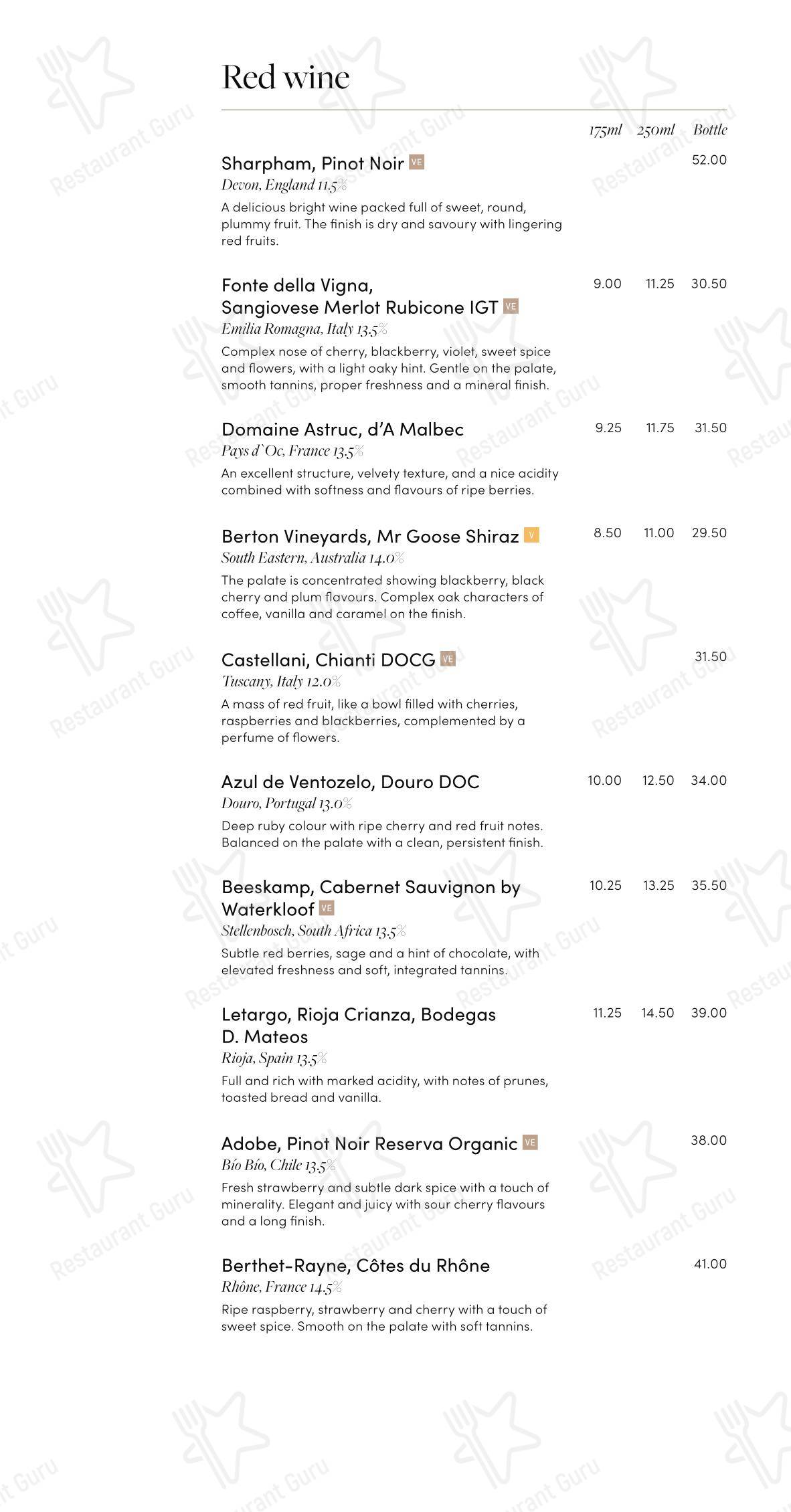 Меню ресторана ISCA Restaurant and Bar - 菜单