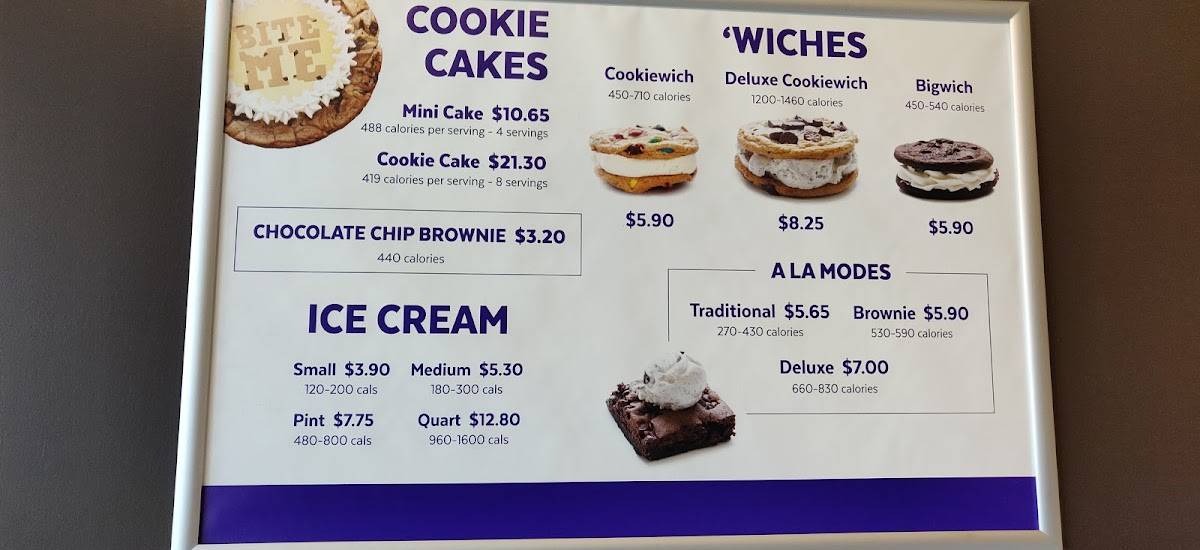 Insomnia Cookies меню