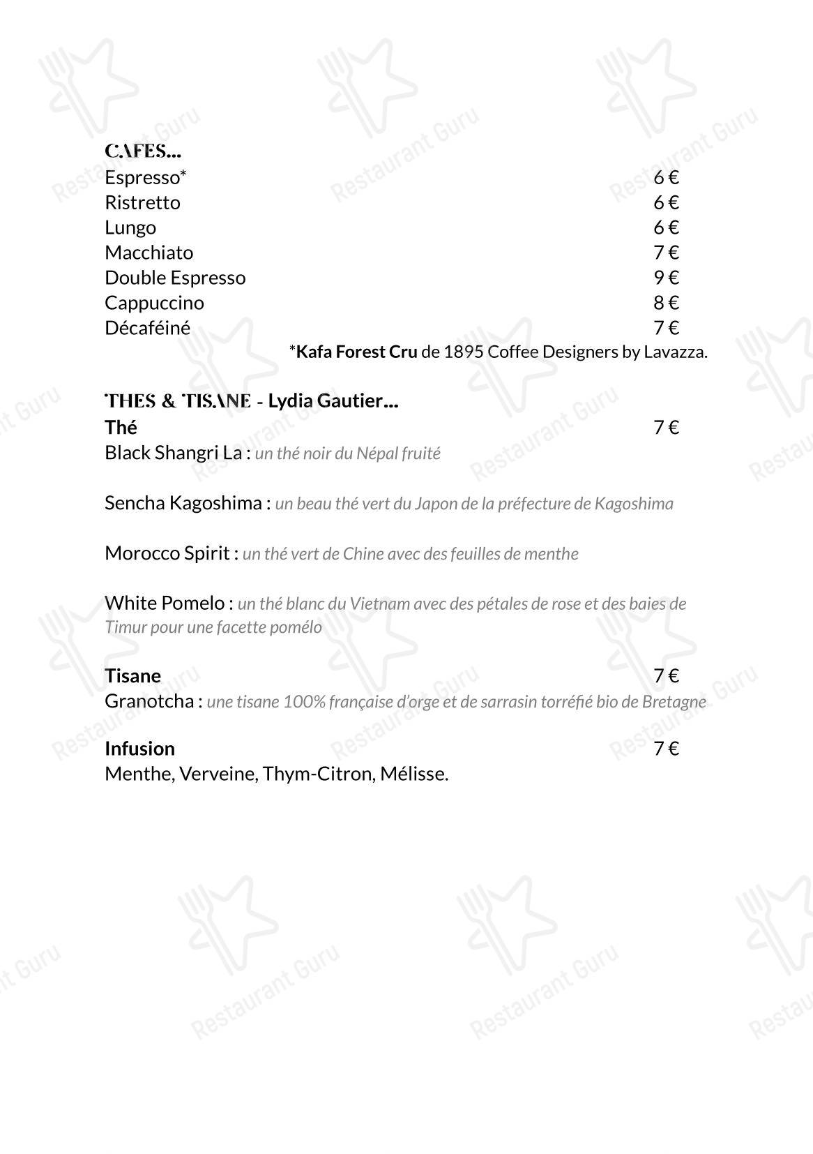 Irwin в Париже - Коктейльная карта
