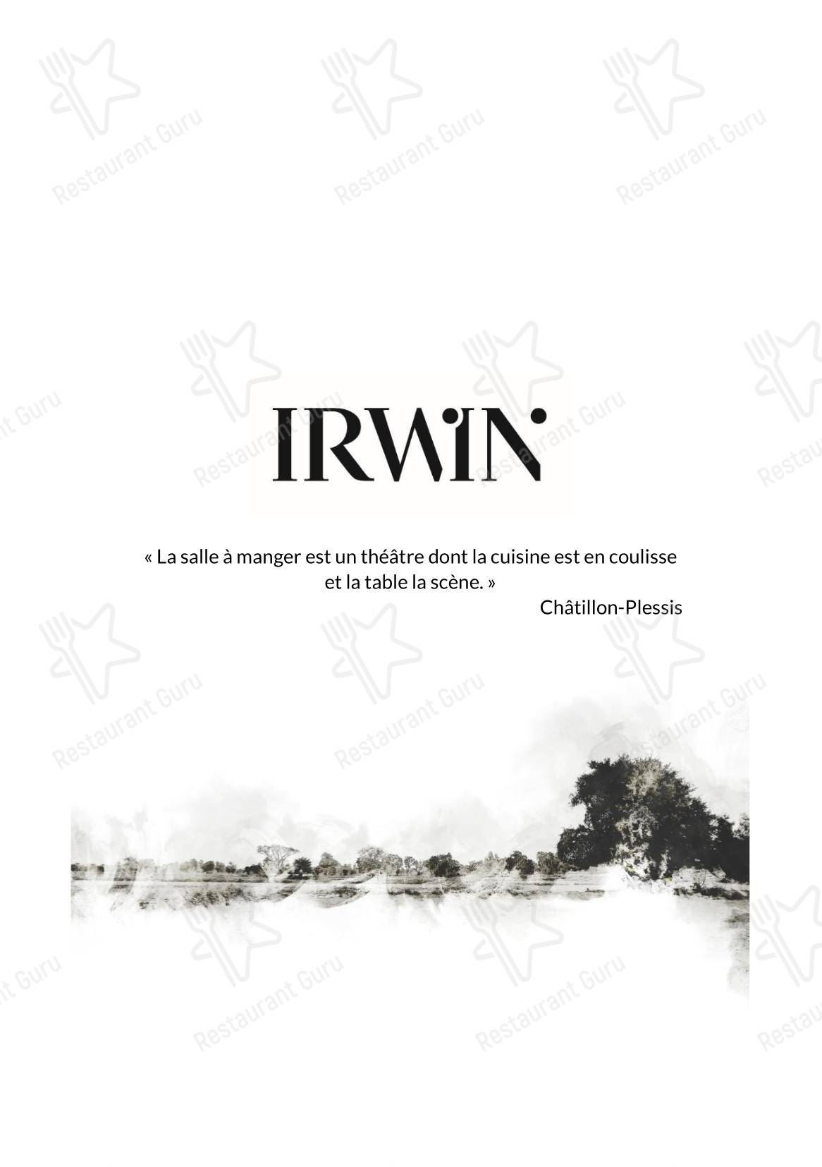 Irwin в Париже - Меню напитков