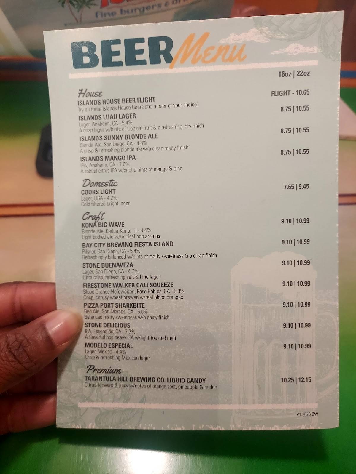 Islands Restaurant Temecula меню