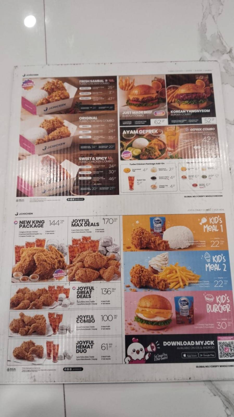 JChicken Rajawali меню