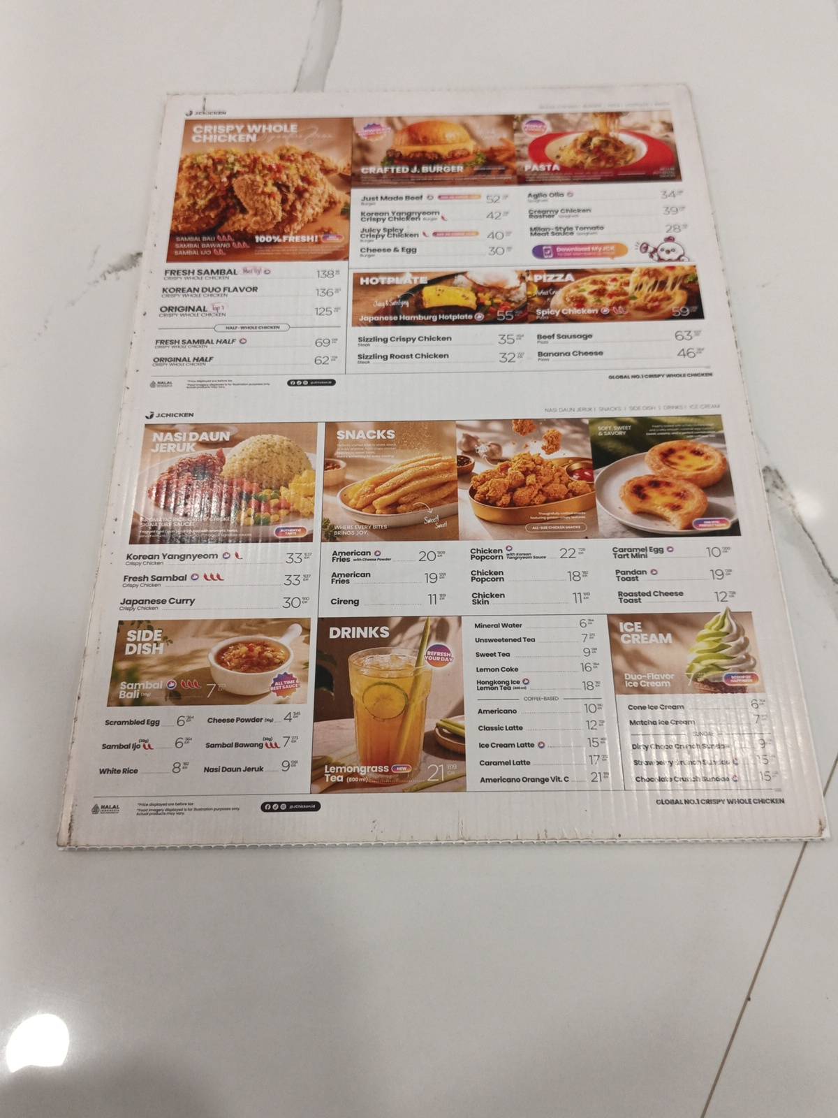 JChicken Rajawali меню