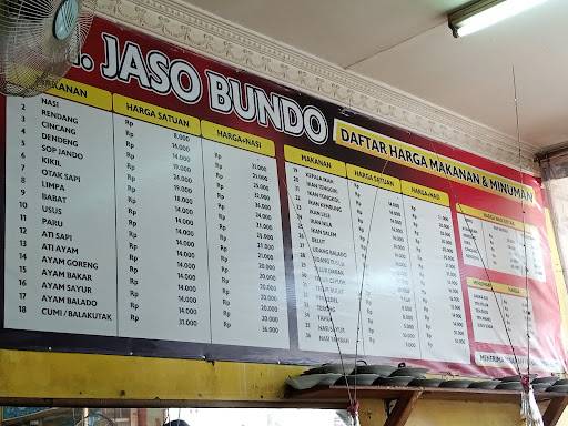 Jaso Bundo меню