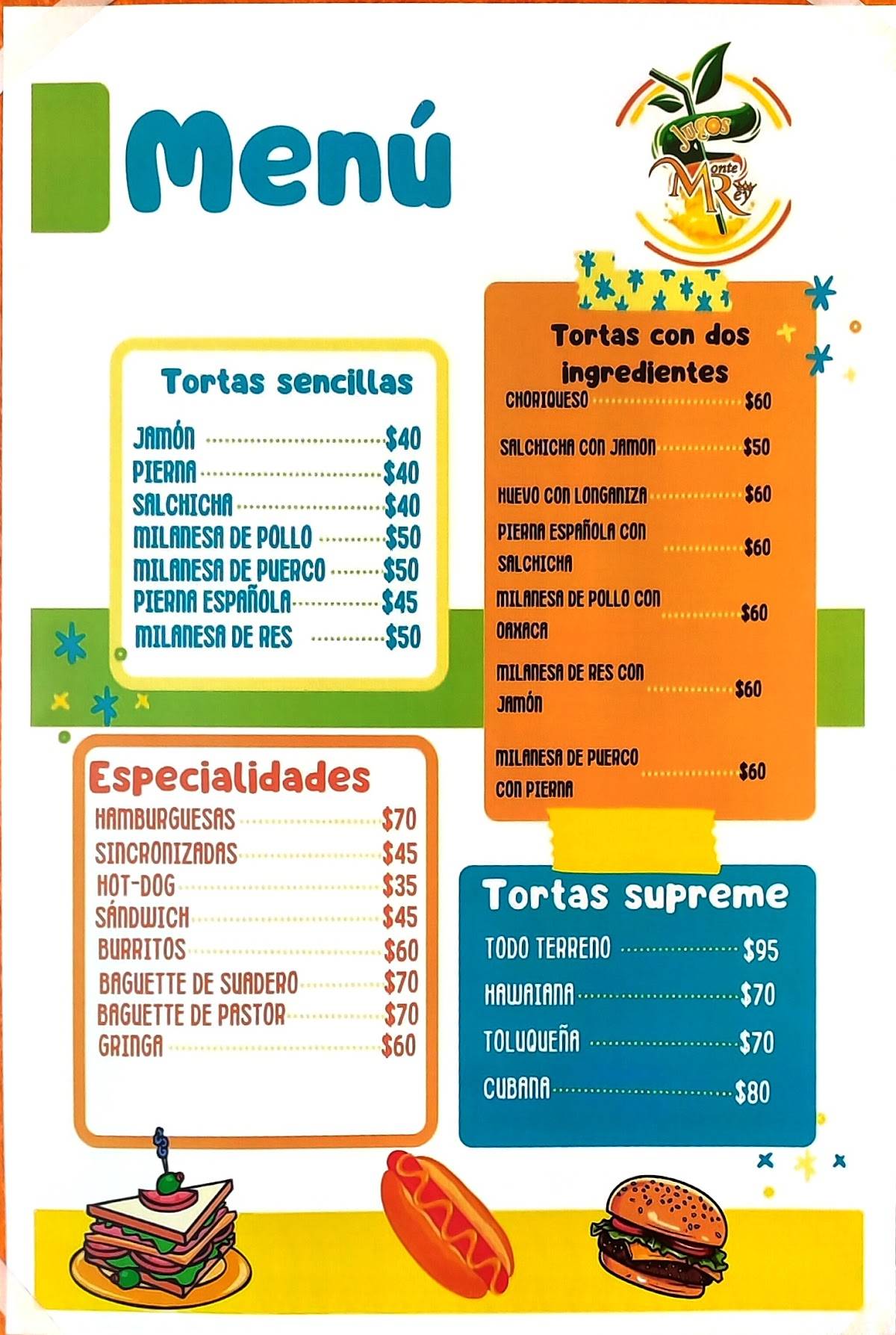 Jugos Monte Rey меню