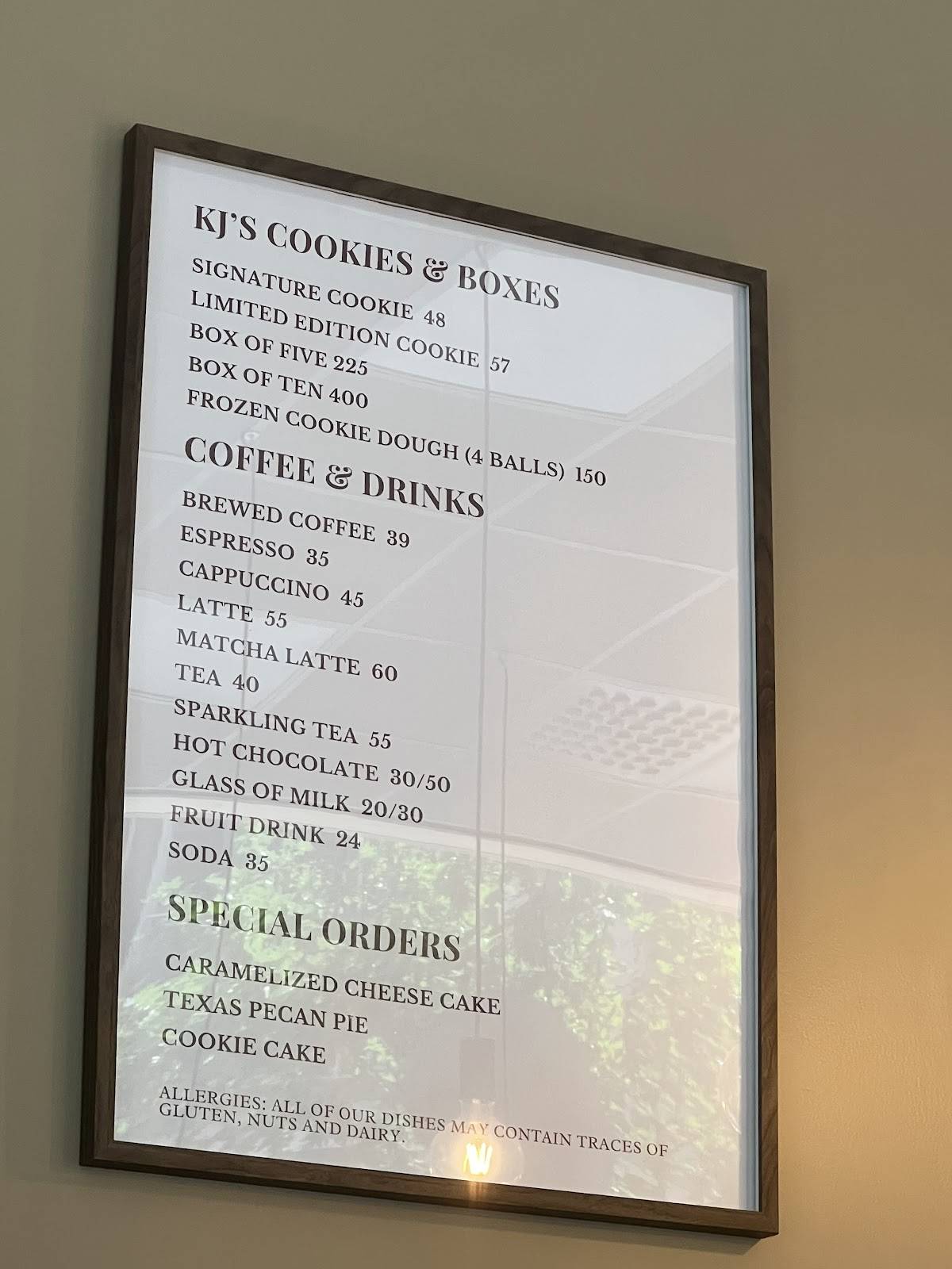 KJ's Cookies меню