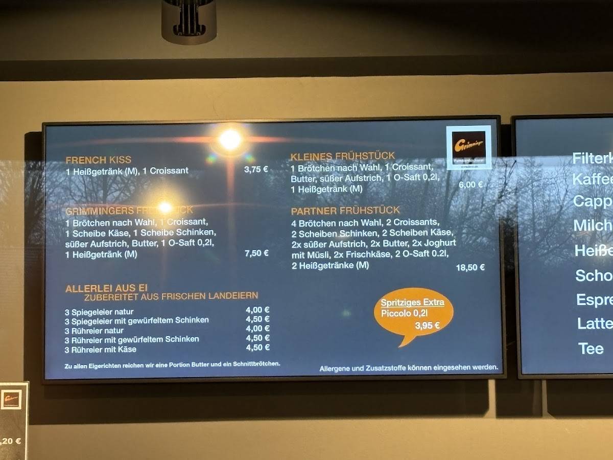 Kaffeehaus Grimminger Rimbach меню