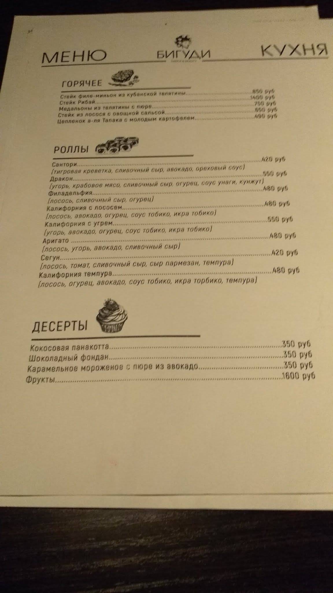 Караоке-клуб «Woman Club» меню