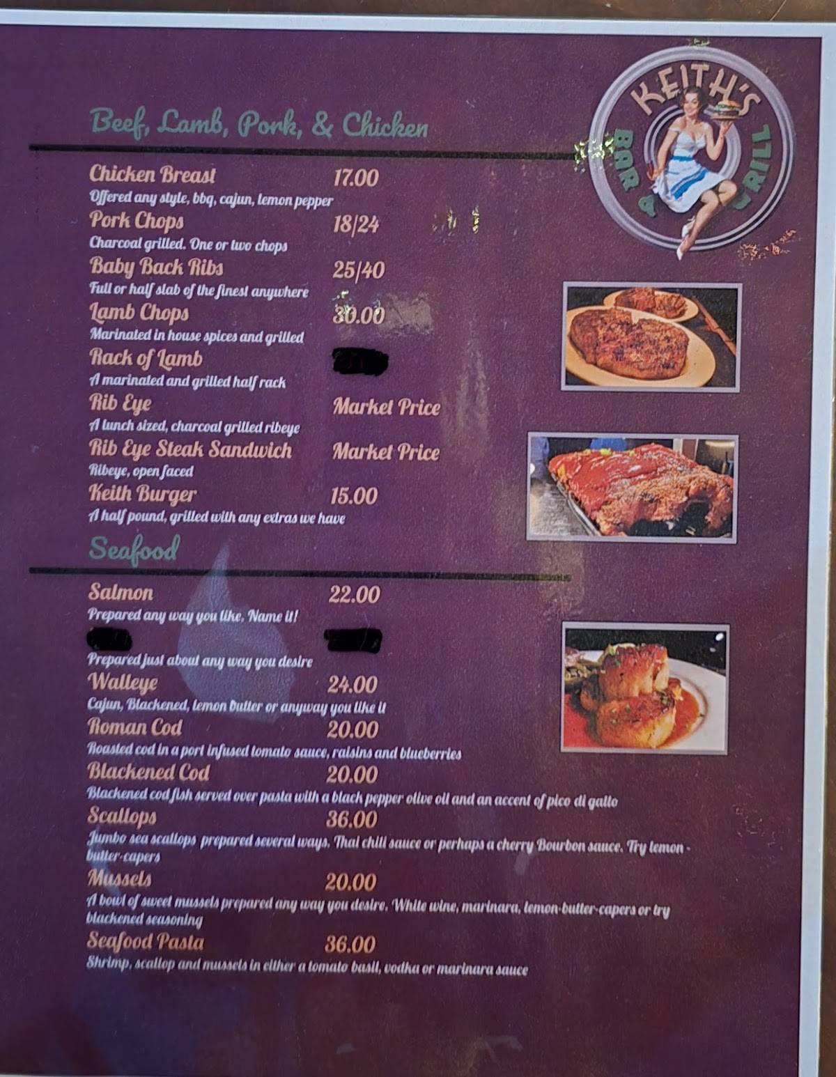 Keith's Bar & Grill меню