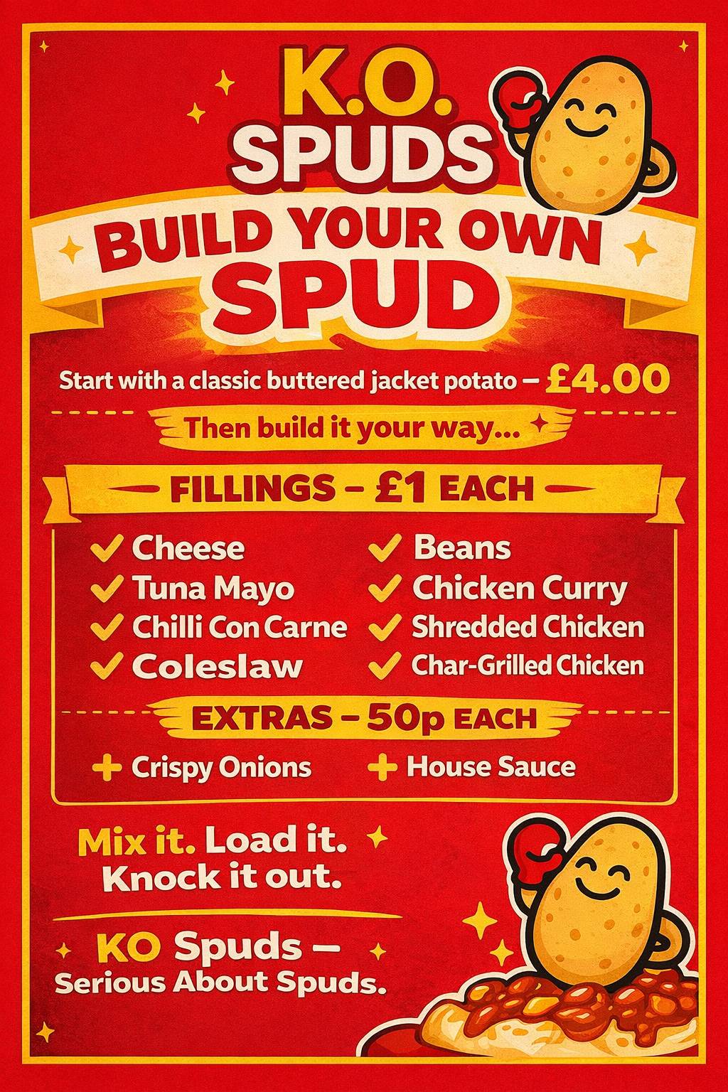KO SPUDS меню