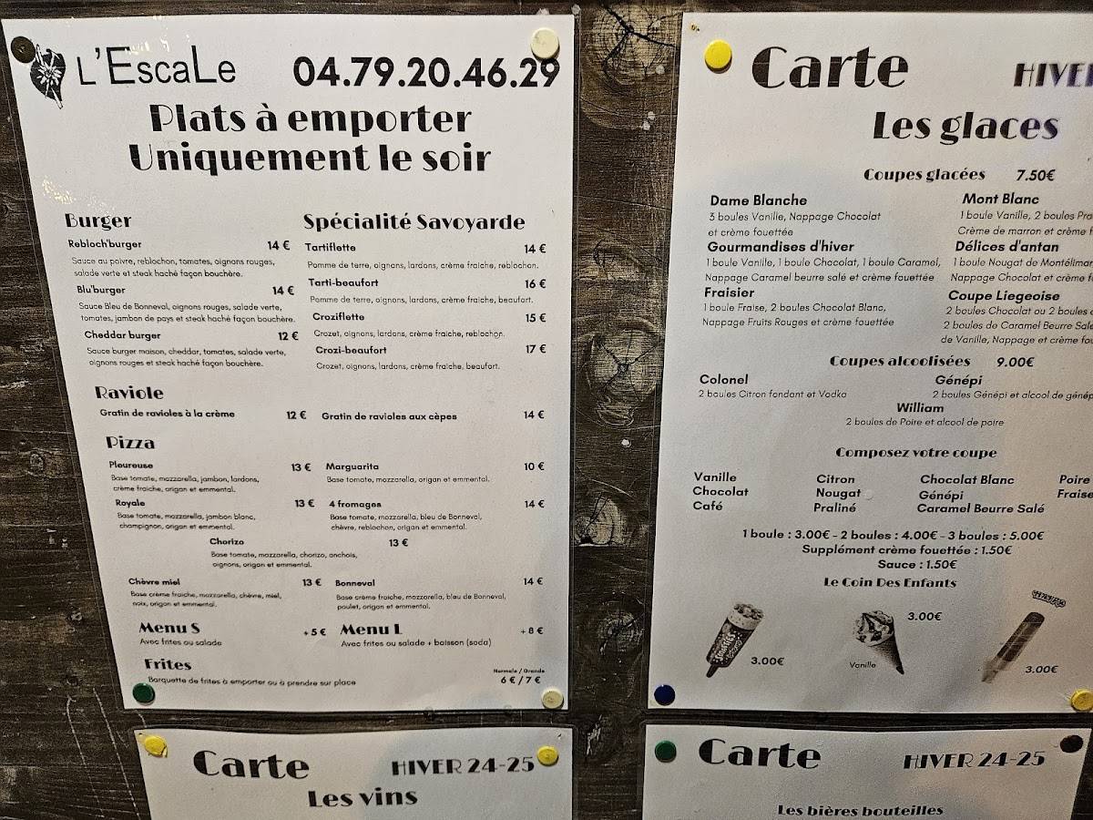 L'Escale меню