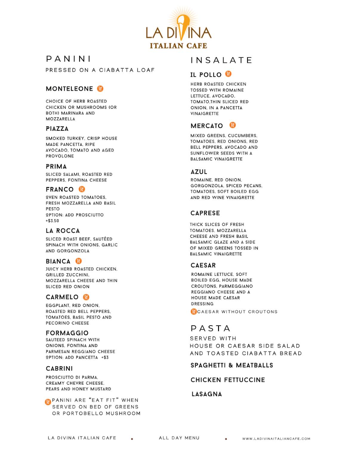 La Divina Italian Coffee Cafe меню