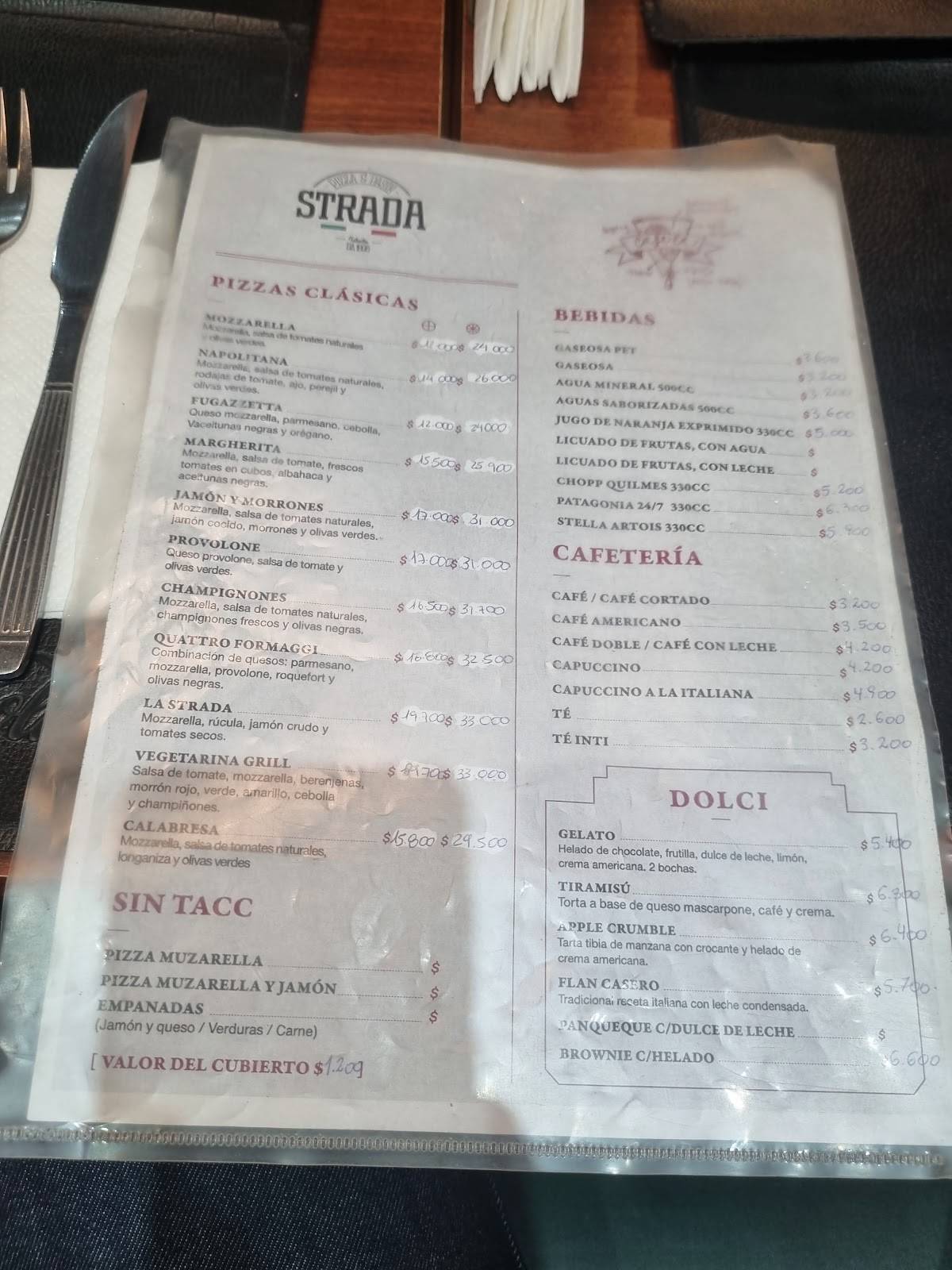 La Strada меню