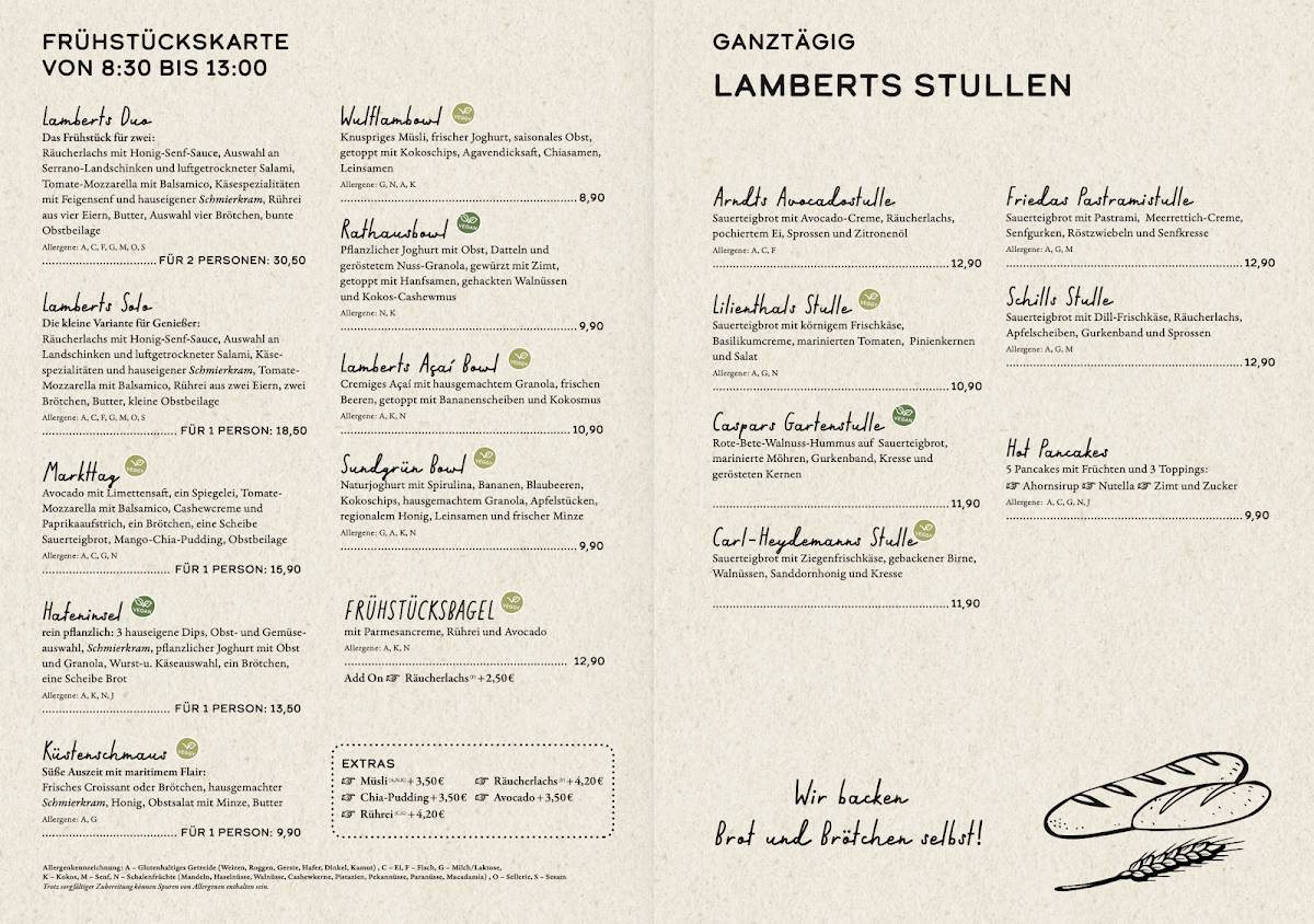 Lamberts меню