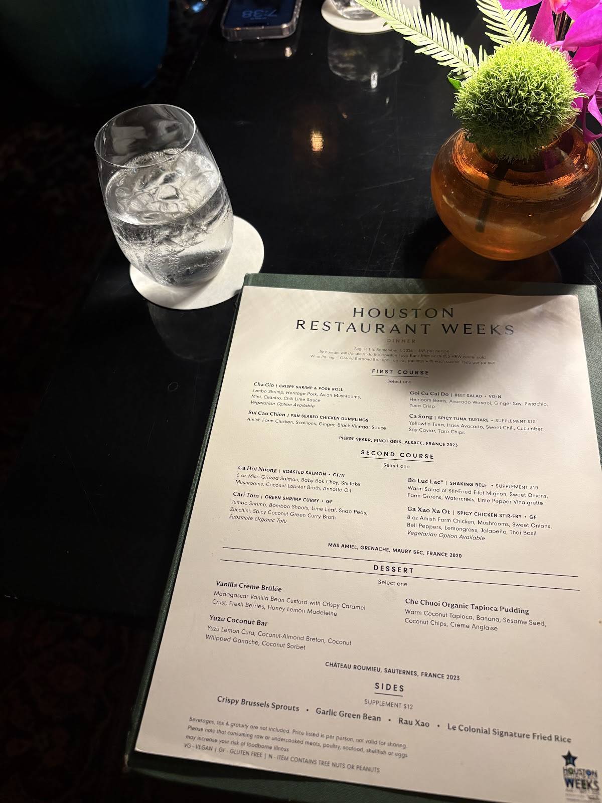 Le Colonial Houston меню