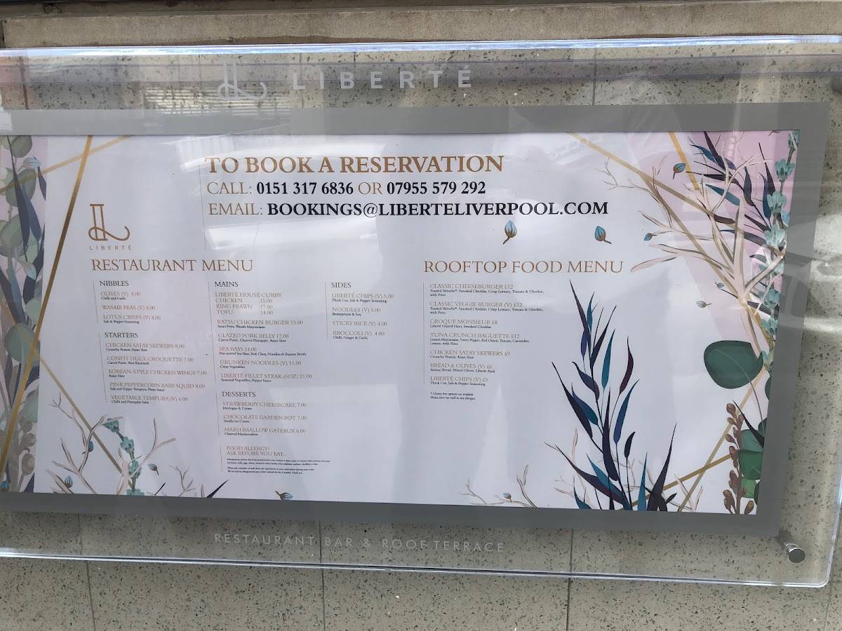 Liberté Sky Garden меню