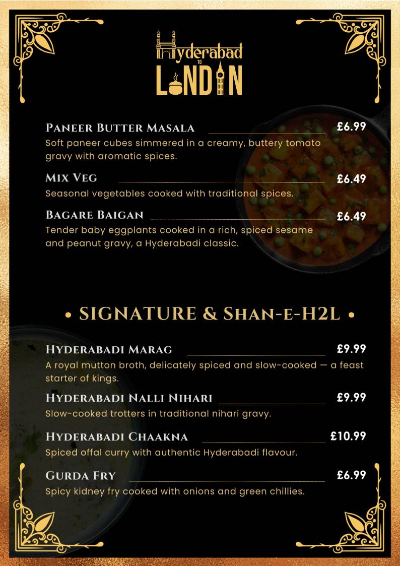 Hyderabad to London – Authentic Hyderabadi Cuisine меню