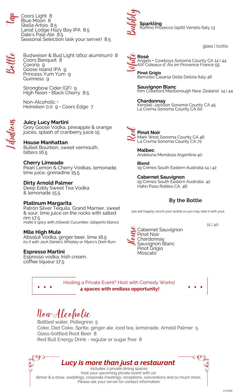 Lucy Restaurant меню