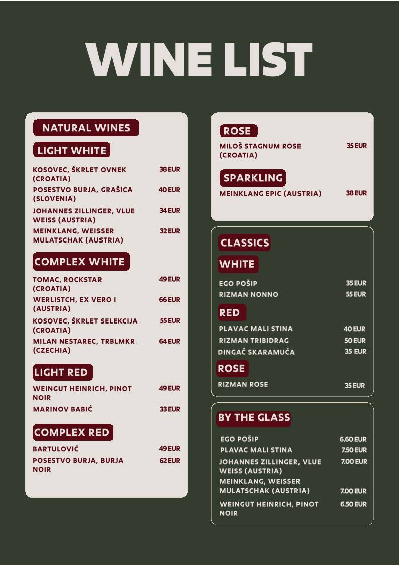 Lui Restaurant меню