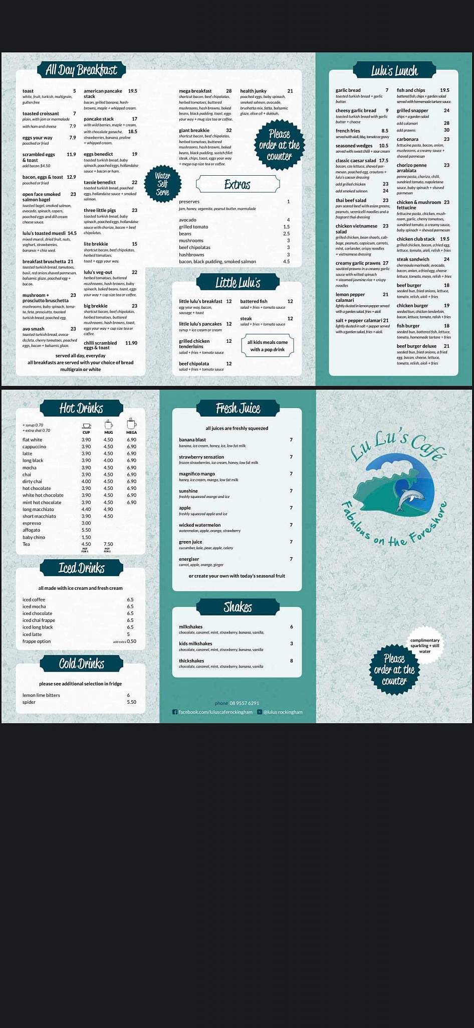 Lulu's Cafe Rockingham Foreshore меню