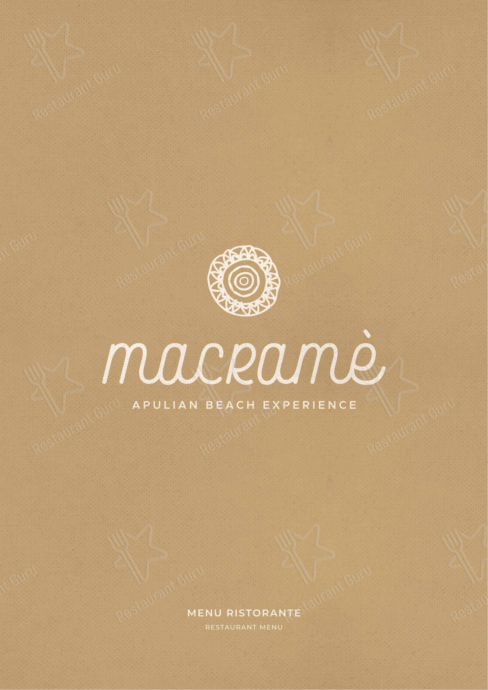 Macramè Apulian Beach Experience в Монополи - 菜单