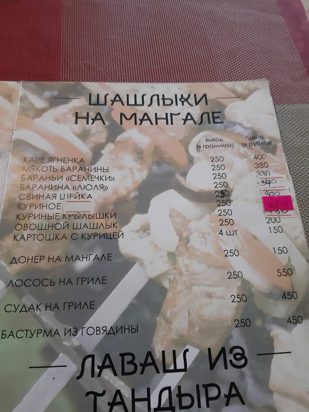 Мангал меню
