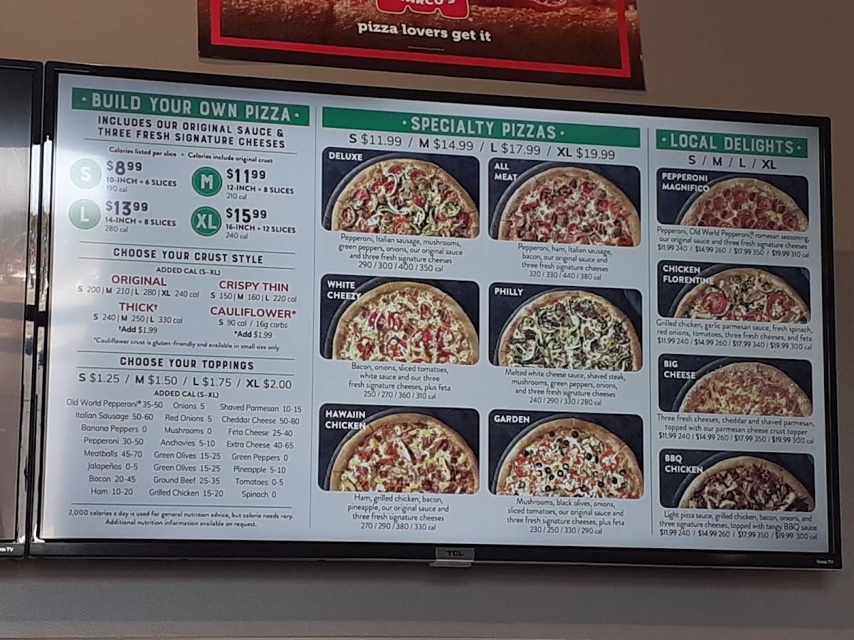 Marco's pizza меню