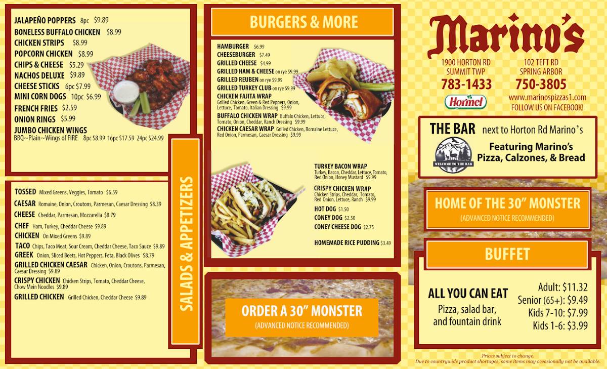 Marino's меню