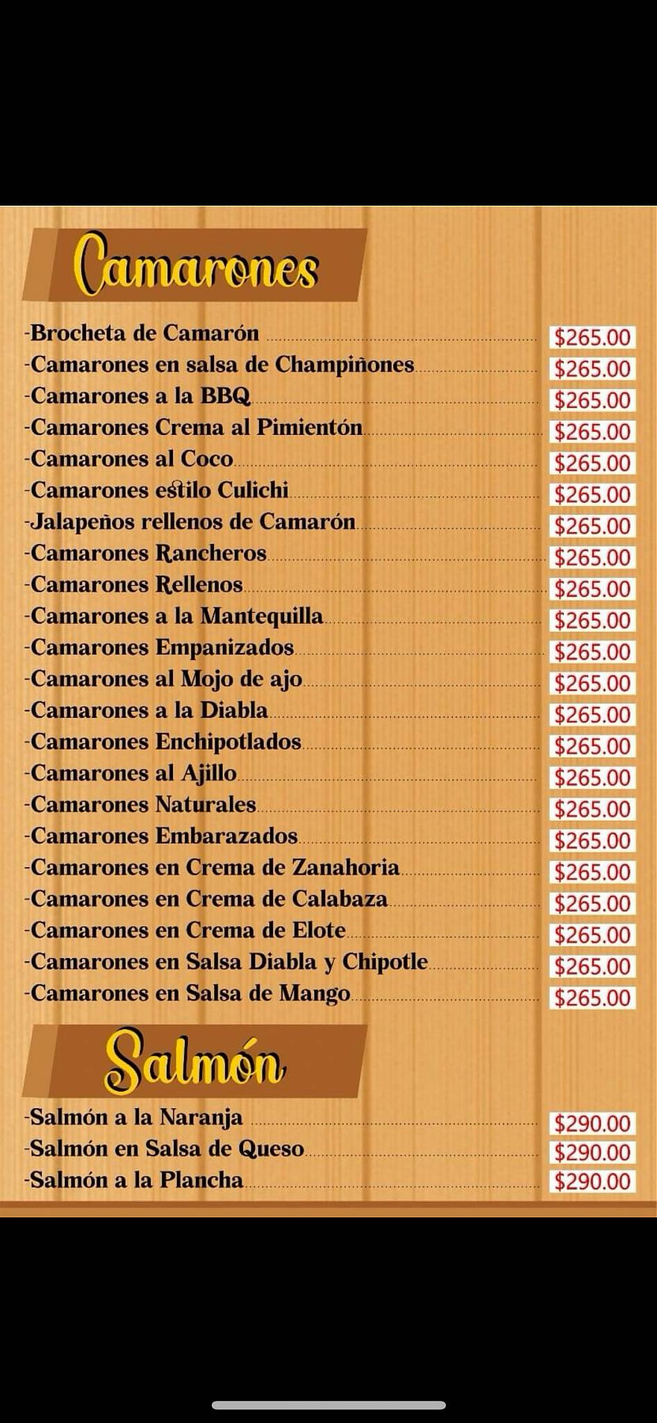 Mariscos 7 Mares de Rioverde меню