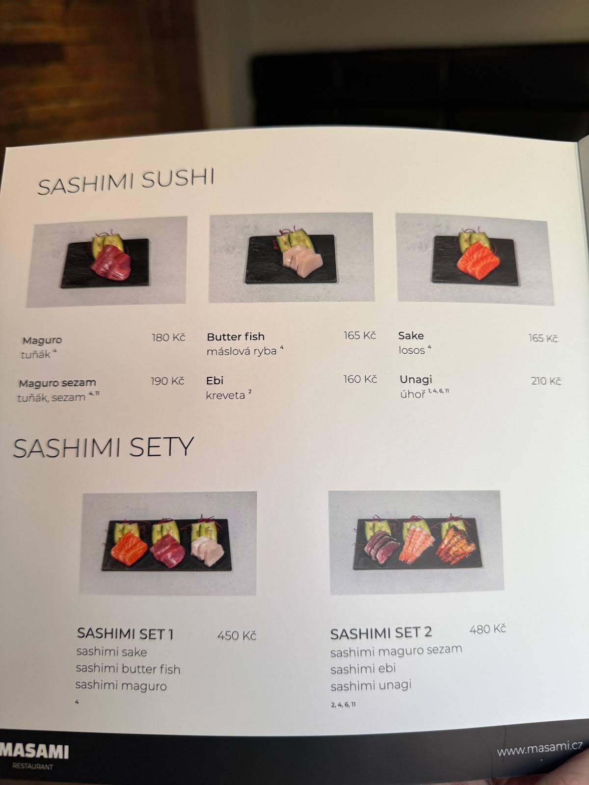 Masami restaurant меню