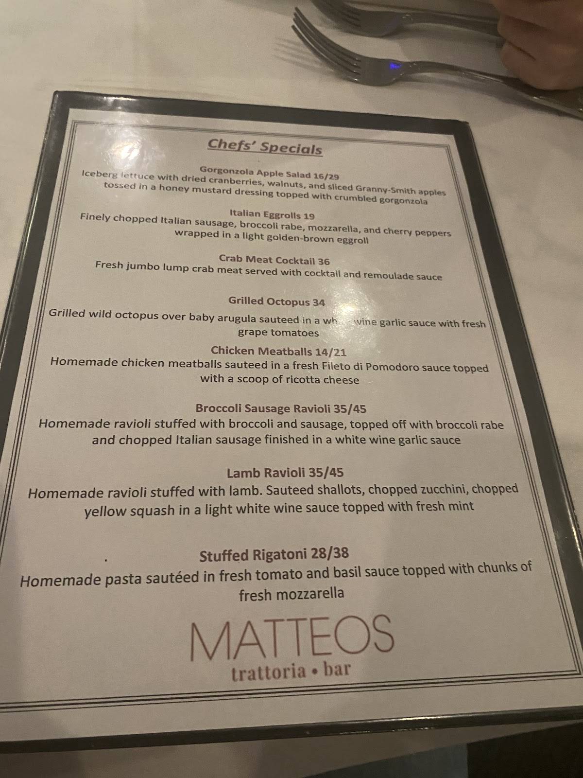 Matteo's of Boca Raton меню