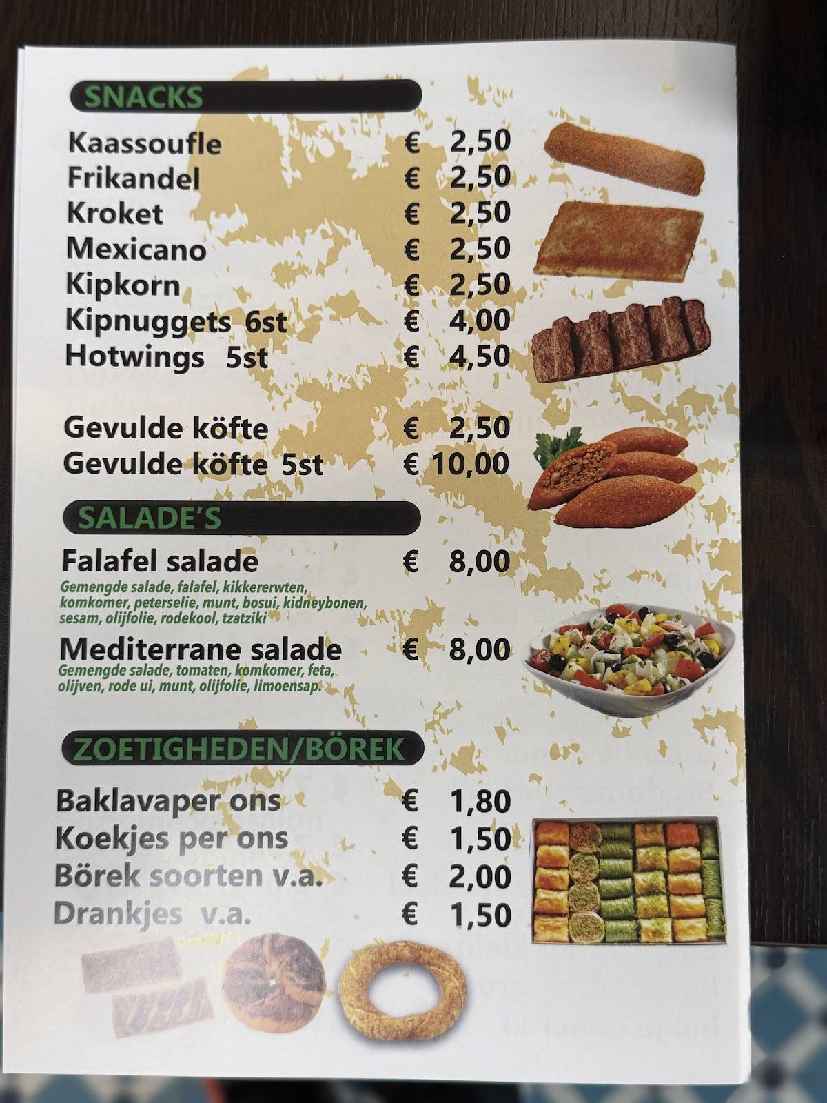 Evim bakkerij меню